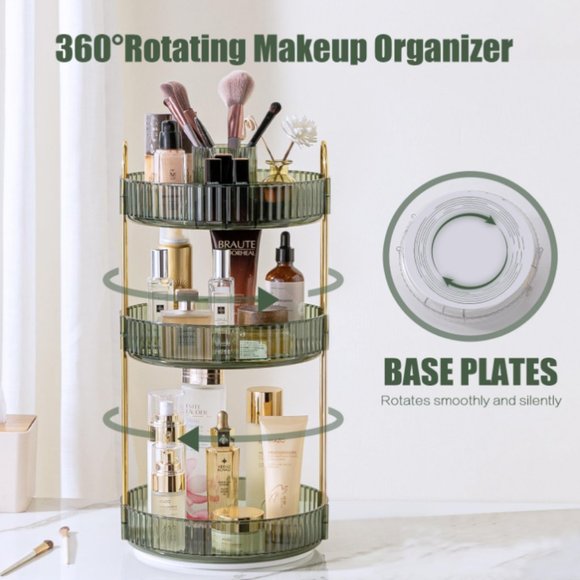 3 Tiers - 360° Turntable Makeup Organizer - Lazy Susan Cosmetics Storage - Picture 2 of 12